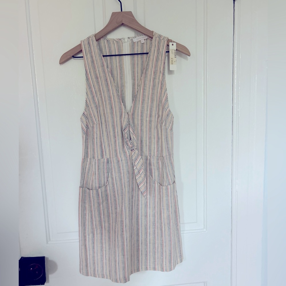 MIDI white striped pocket dress, size m